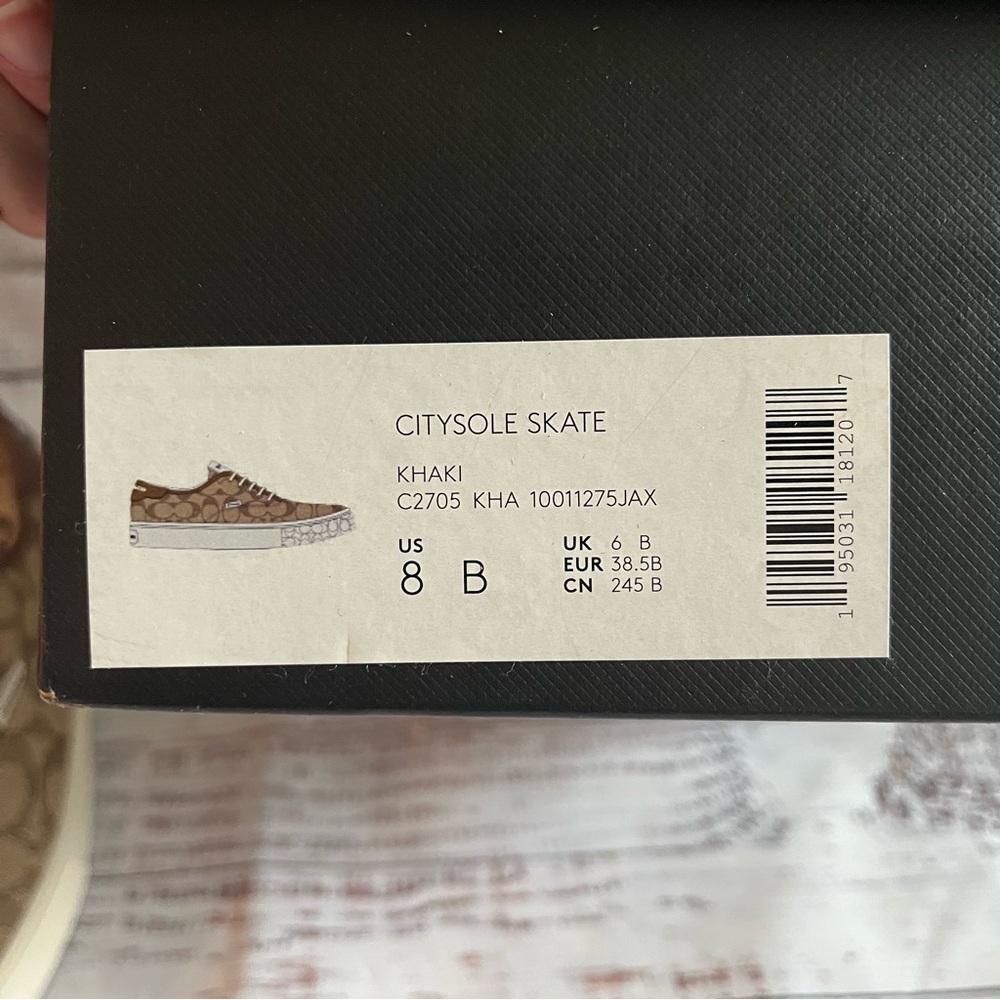 Coach Beige Monogram Low-Top Sneakers with White Soles - Picture 11 of 13